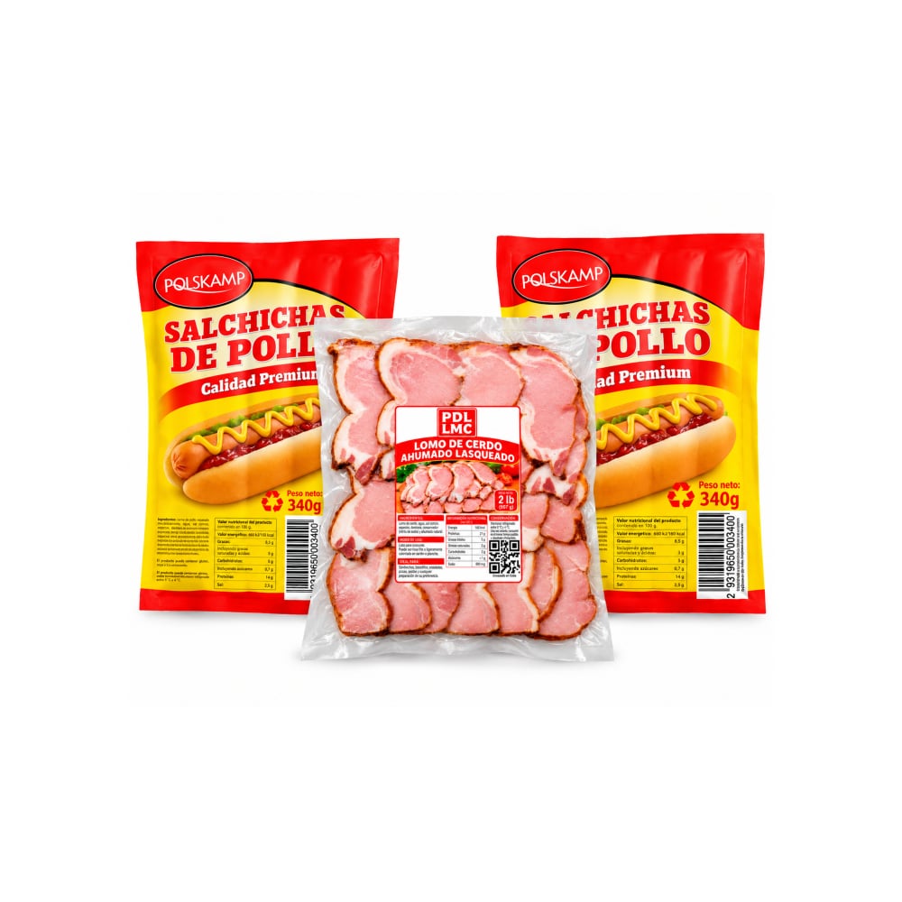 Salchichas de pollo + Lomo de cerdo ahumado lasqueado - Imagen 1