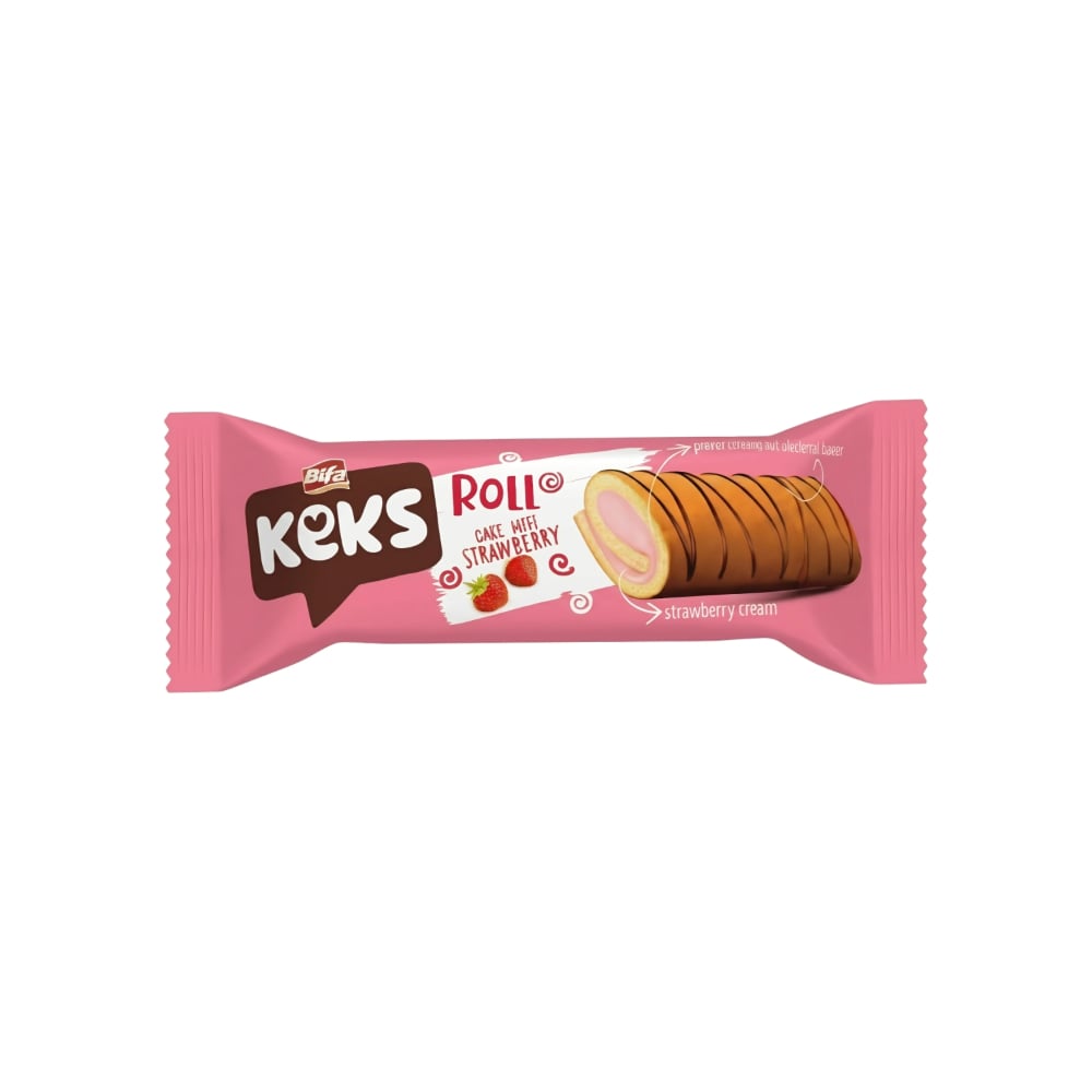 Pastel con crema de fresa Keks Bifa (55 g / 1.94 oz) - Imagen 1