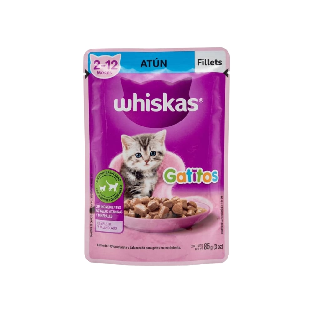 Alimento para gatitos de 2 a 12 meses, filetes de atún, Whiskas (85 g / 3 oz) - Imagen 1
