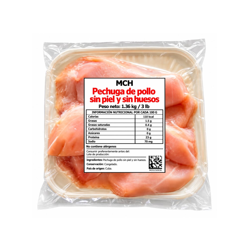 Pechuga de pollo sin piel y sin huesos MCH (1.36 kg / 3 lb) - Imagen 1