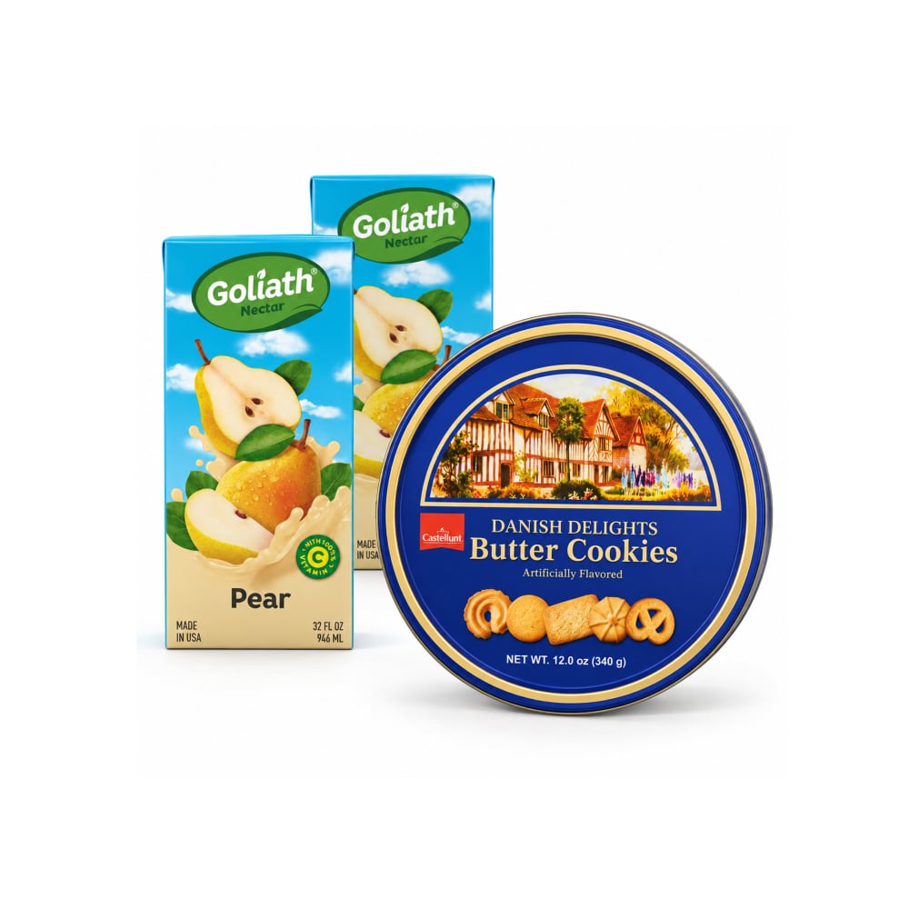 Galletas de mantequilla danesas y néctar de pera - Imagen 1