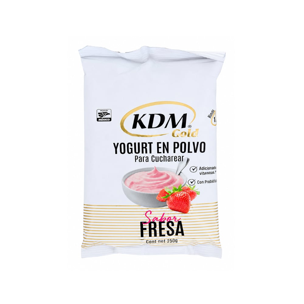 Yogurt en polvo para cucharear sabor fresa KDM Gold (250 g / 8.8 oz) - Imagen 1