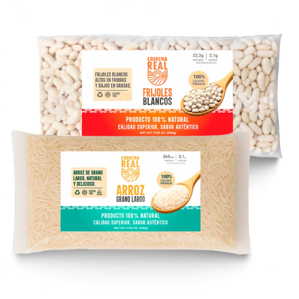 Combo de granos selectos Cosecha Real #13: Arroz de grano largo + Frijoles blancos - Imagen 1