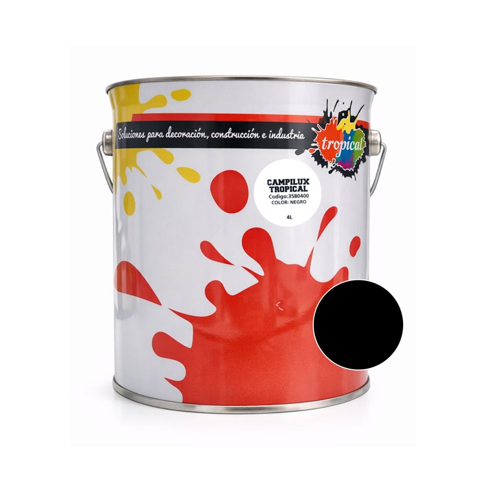Pintura esmalte interior y exterior color negro Campilux Tropical (4 L) - Imagen 1