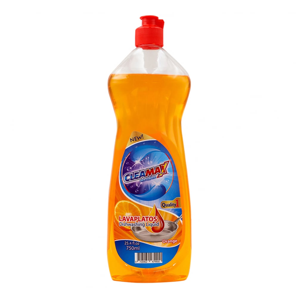 Detergente líquido lavavajillas aroma naranja Cleamax (750 ml) - Imagen 1