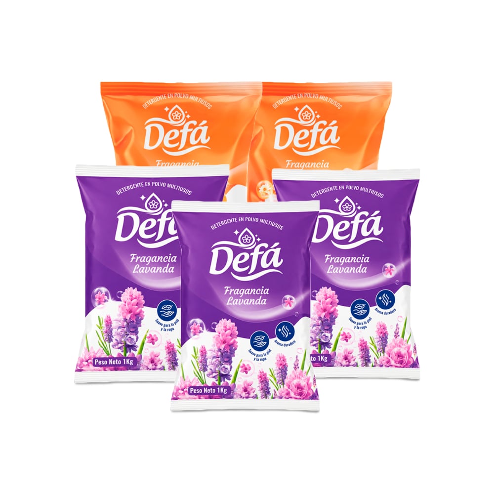 Combo de detergentes Defá #9: Detergente en polvo multiusos fragancia de lavanda Defá + Detergente en polvo multiusos fragancia floral Defá - Imagen 1