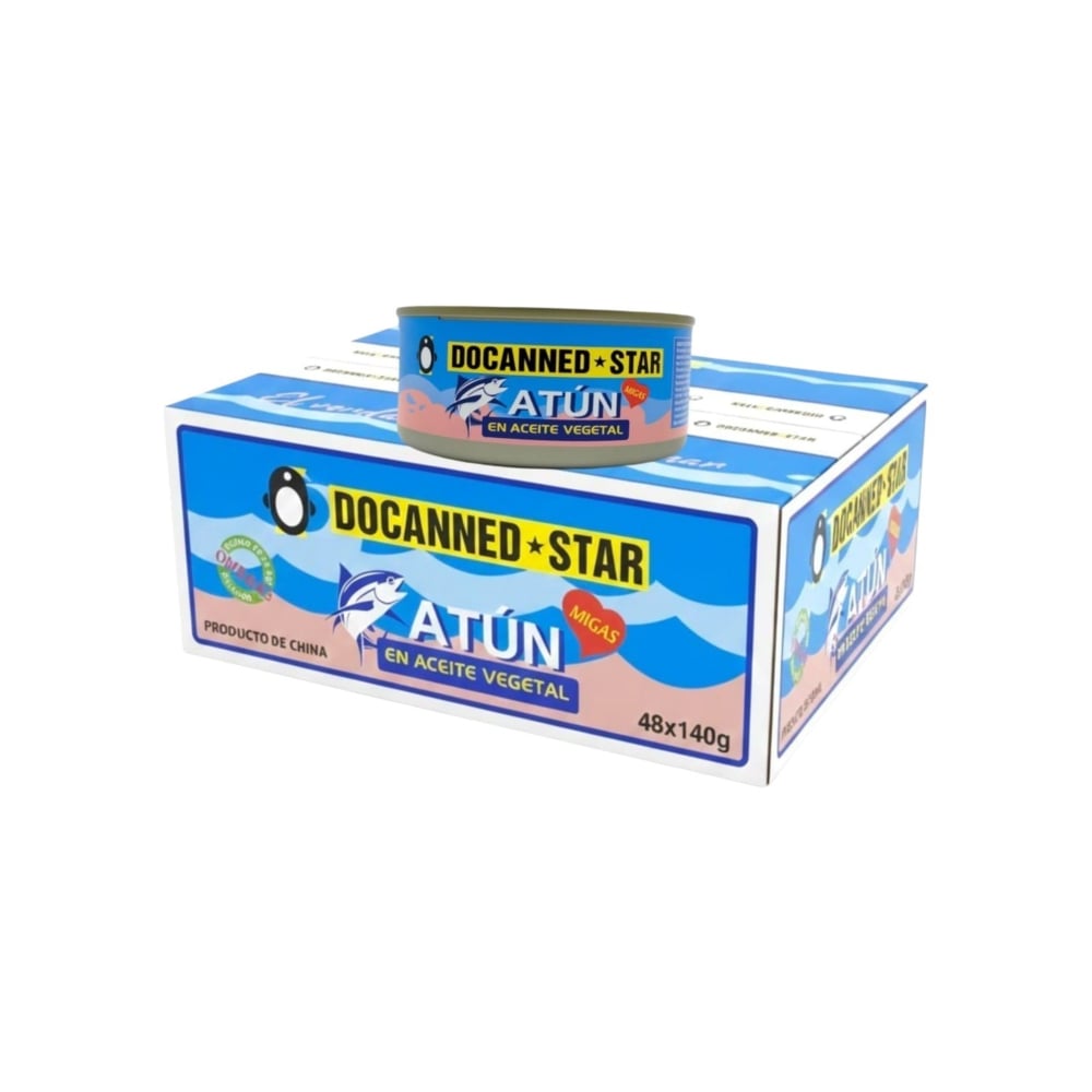Atún en aceite vegetal Docanned Star (48 x 140 g / 4.9 oz) - Imagen 1