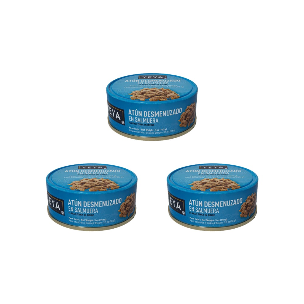 Atún desmenuzado en salmuera YEYA (3 x 140 g / 5 oz) - Imagen 1