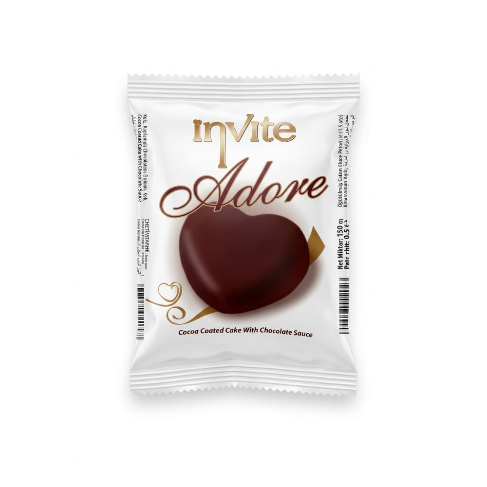 Pastel de vainilla en forma de corazón cubierto de chocolate Adore Invite Simsek (40 g / 1.41 oz) - Imagen 1