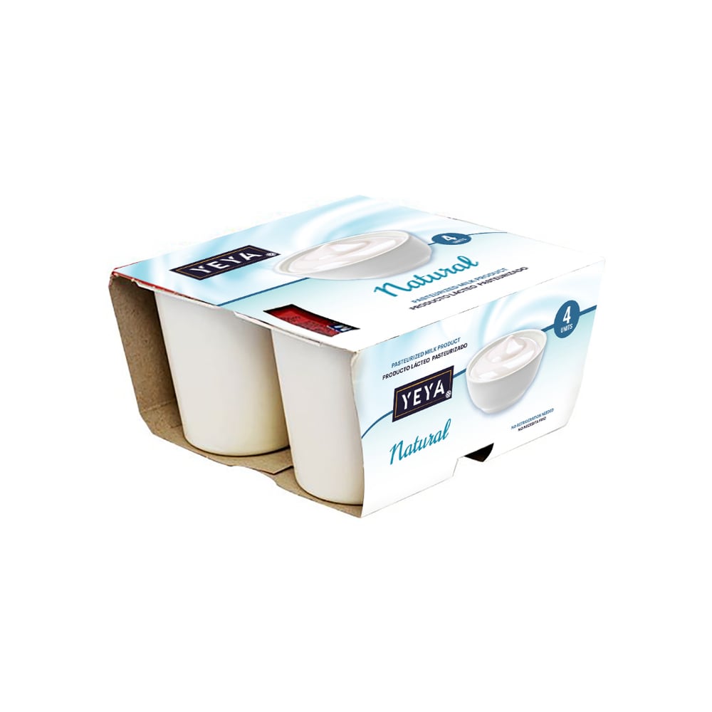 Yogurt pasteurizado natural YEYA (4 x 125 g / 4.41 oz) - Imagen 1