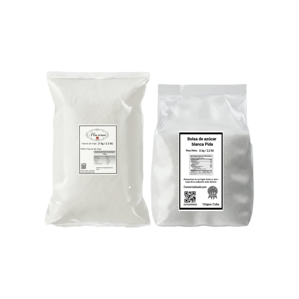 Harina de trigo Pida (1 kg / 2.2 lb) + Azúcar blanca Pida (1 kg / 2.2 lb) - Imagen 1