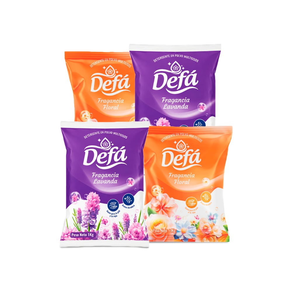 Combo de detergentes Defá #2: Detergente en polvo multiusos fragancia de lavanda Defá + Detergente en polvo multiusos fragancia floral Defá - Imagen 1