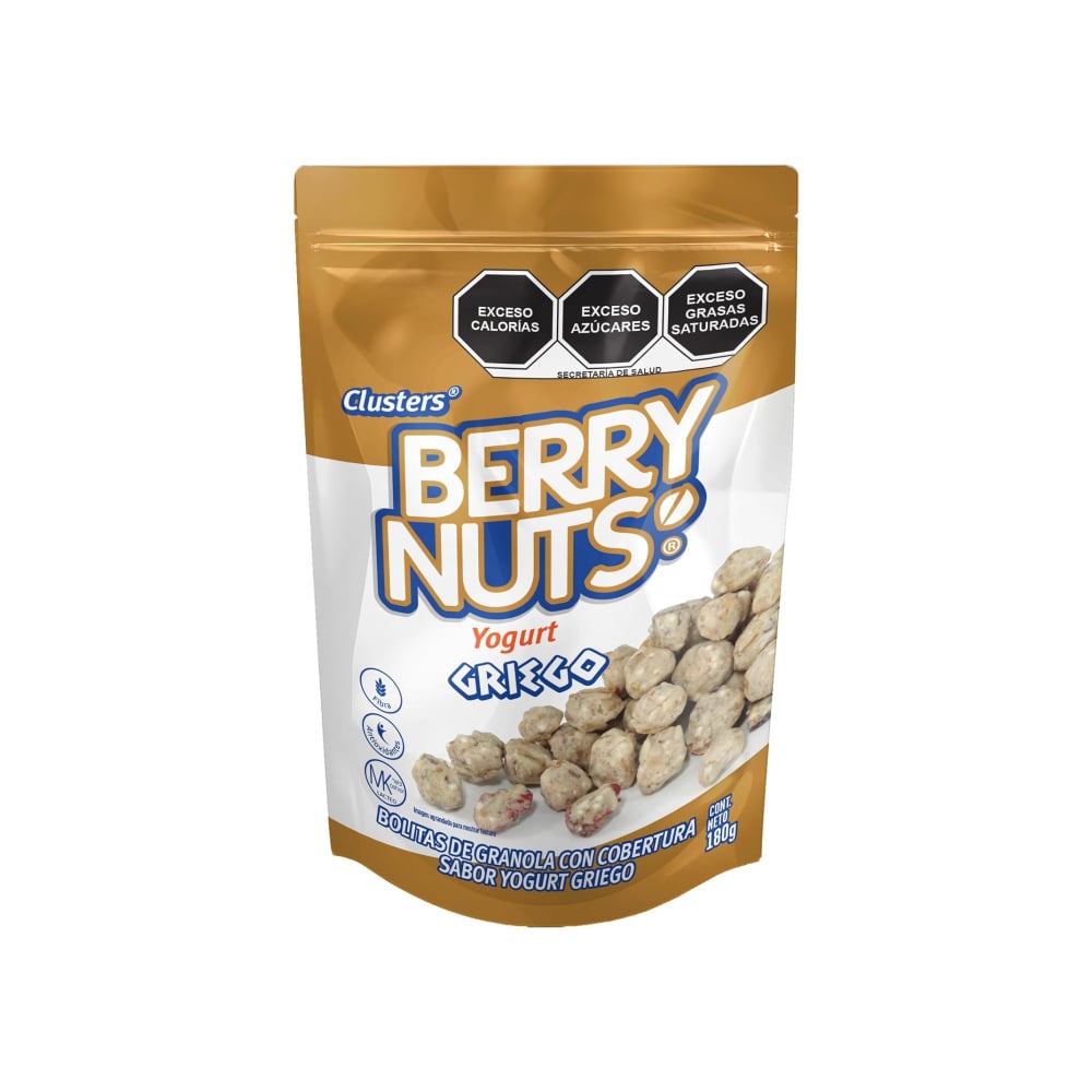 Bolitas de granola con cobertura sabor yogurt griego Berry Nuts Clusters (180 g / 6.35 oz) - Imagen 1