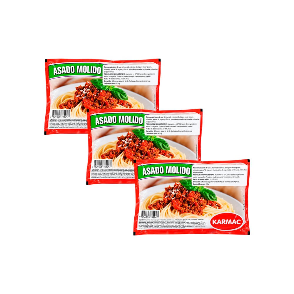 Asado molido de res Karmac (3 X 450 g / 15.8 oz) - Imagen 1