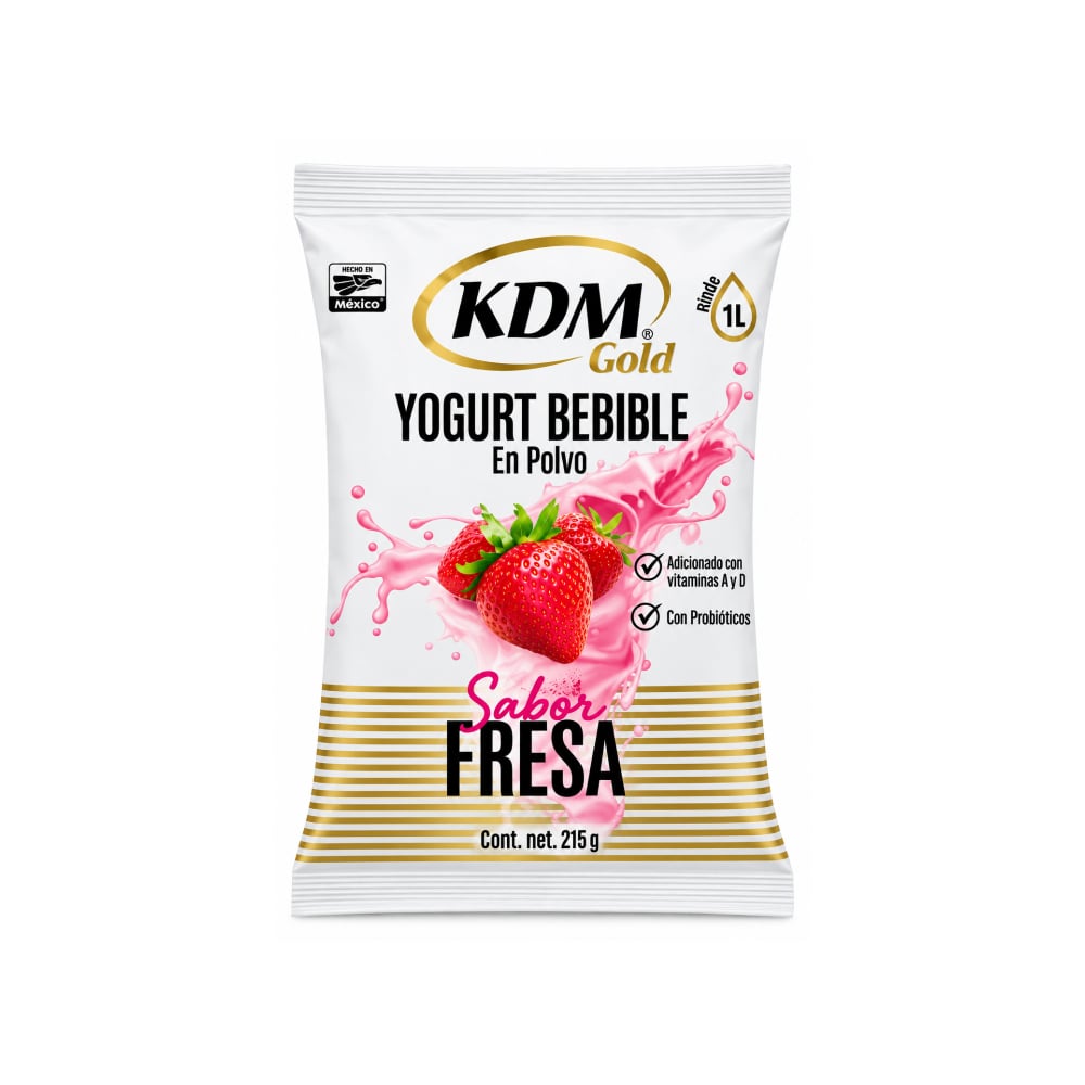 Yogurt bebible en polvo sabor fresa KDM Gold (215 g / 7.58 oz) - Imagen 1