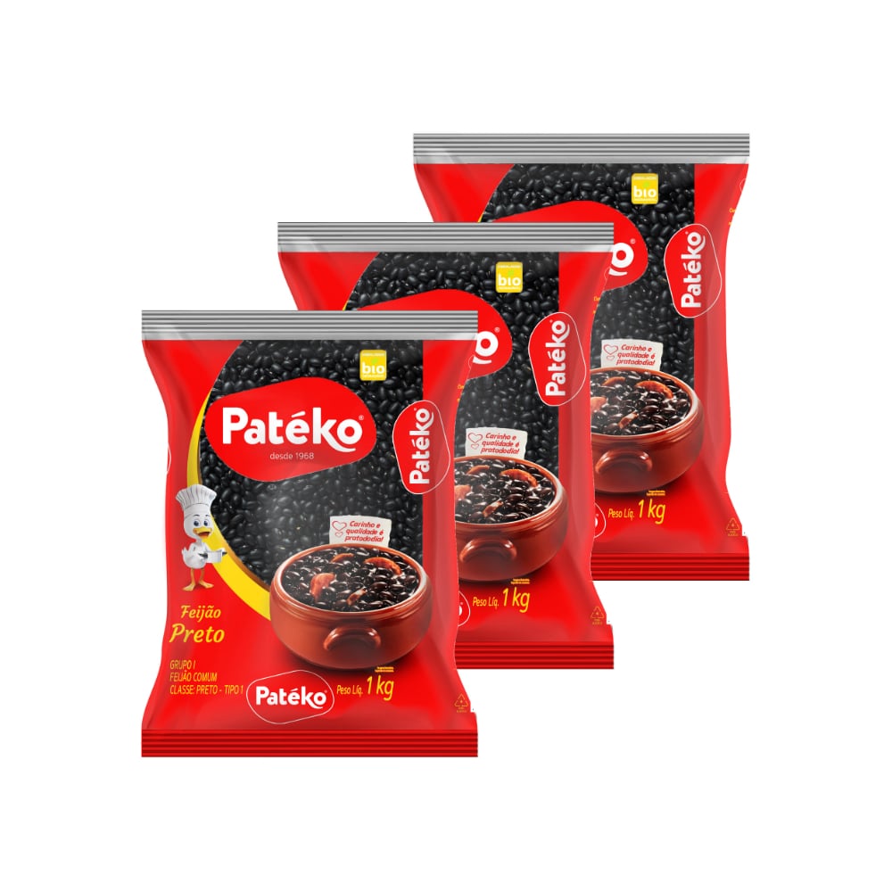 Frijoles negros Patéko (3 x 1 kg / 2.2 lb) - Imagen 1