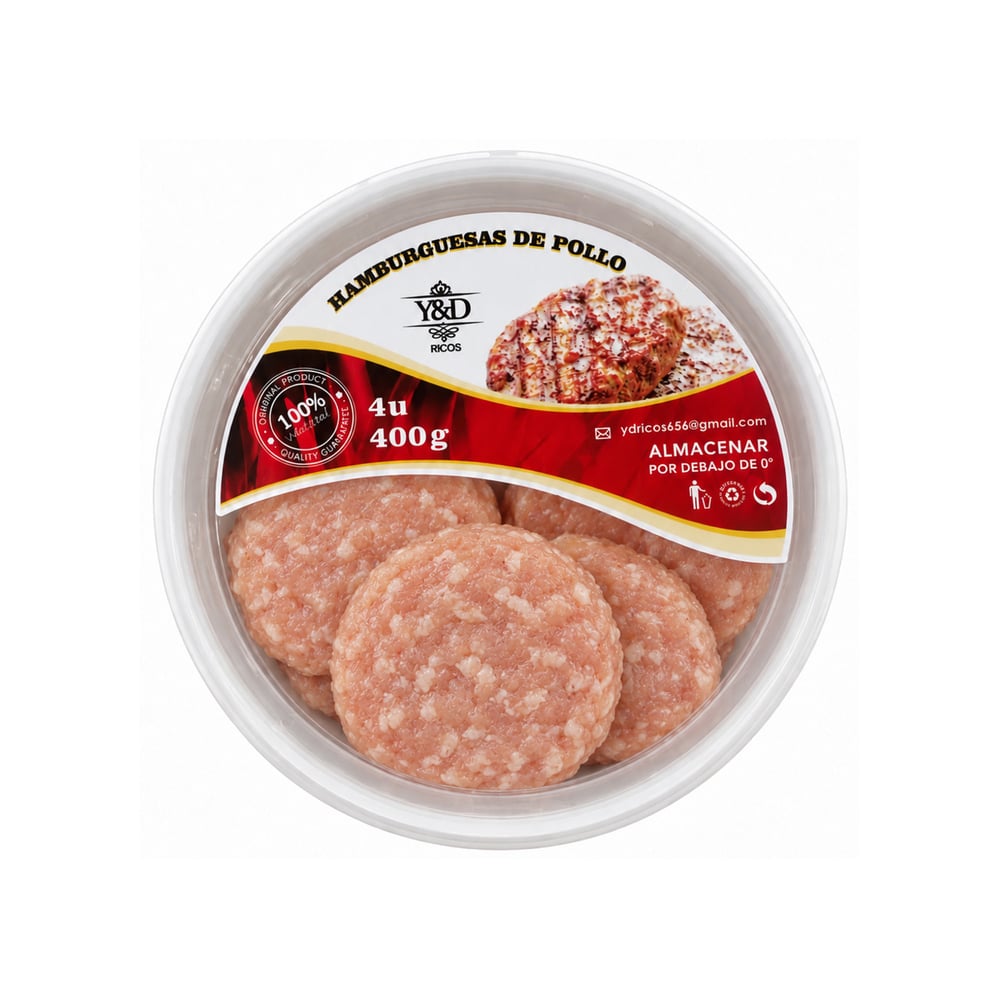 Hamburguesas de pollo Y&D Ricos (400 g / 14.11 oz) - Imagen 1
