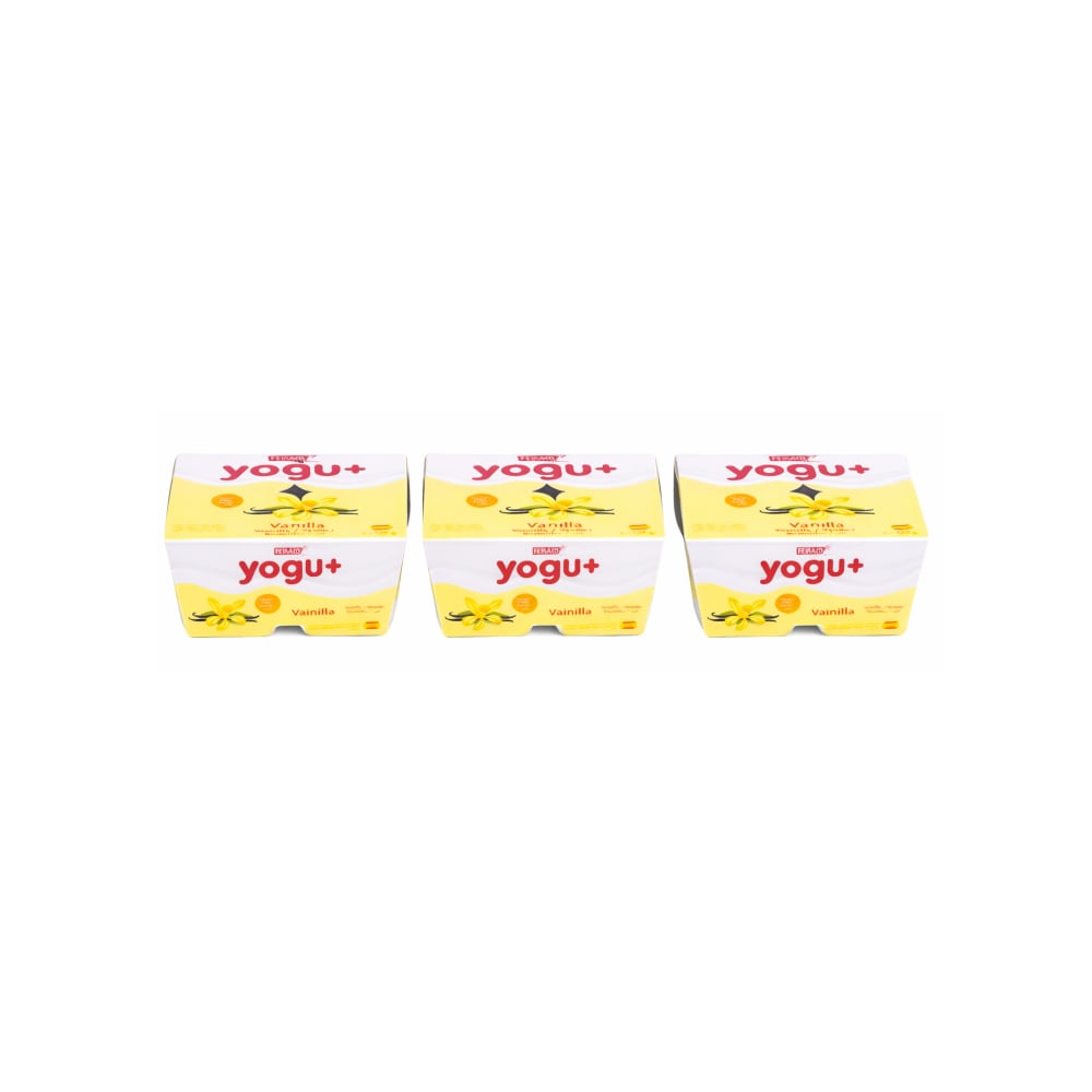 Yogur pasteurizado sabor a vainilla Yogu+ Feiraco (12 x 125 g / 4.40 oz) - Imagen 1