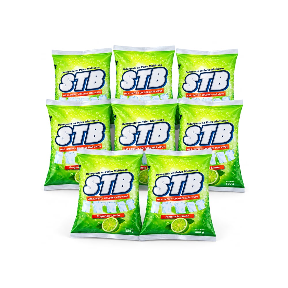 Detergente en polvo multiusos con fragancia a limón STB (8 x 500 g / 1.1 lb) - Imagen 1