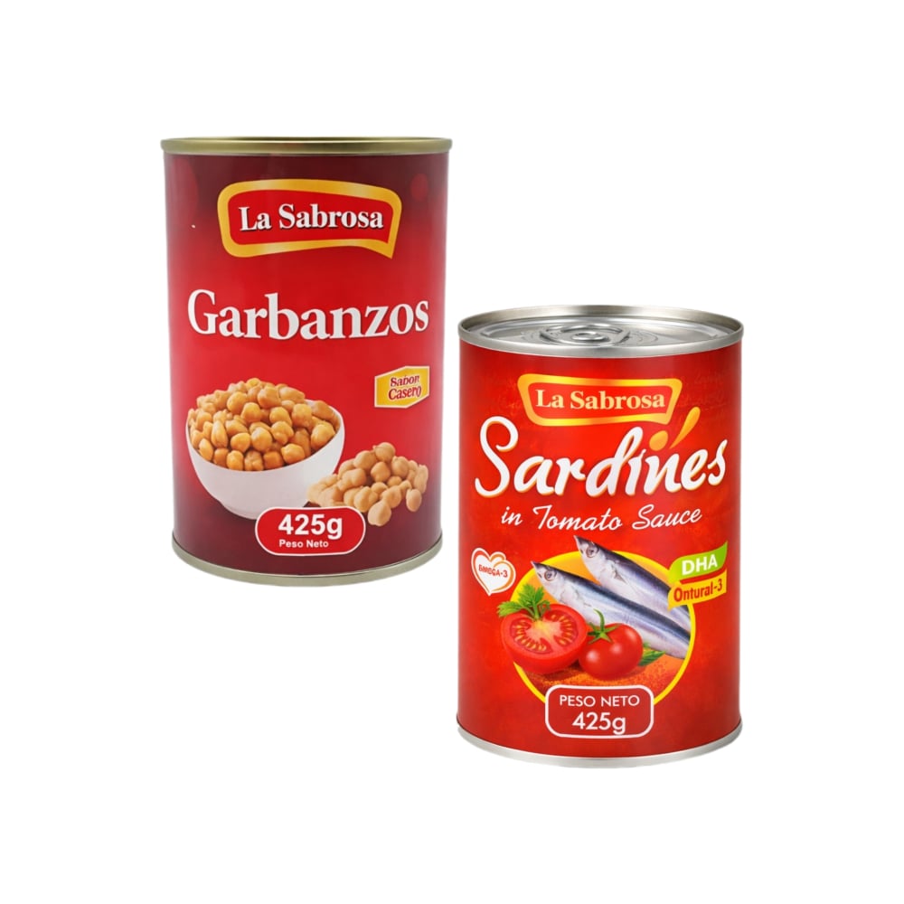 Garbanzos enlatados + Sardinas en salsa de tomate - Imagen 1