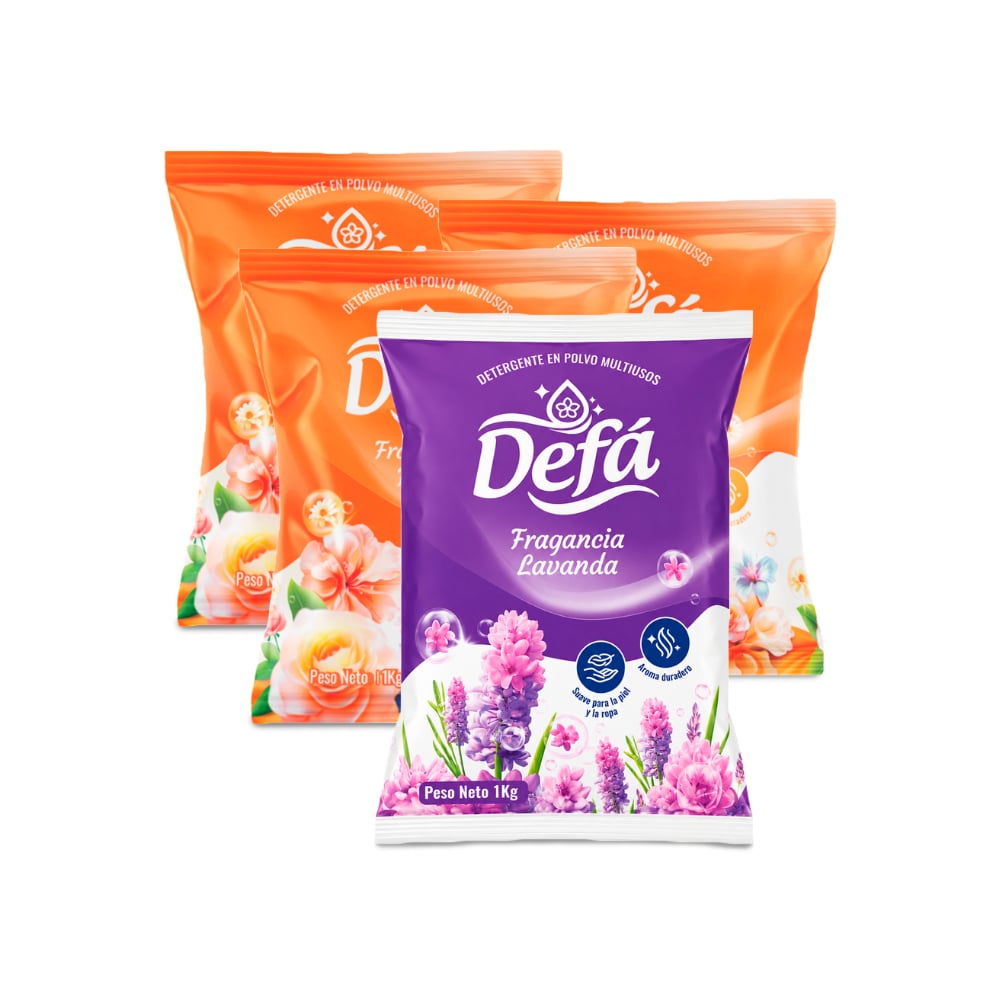 Combo de detergentes Defá #5: Detergente en polvo multiusos fragancia de lavanda Defá + Detergente en polvo multiusos fragancia floral Defá - Imagen 1