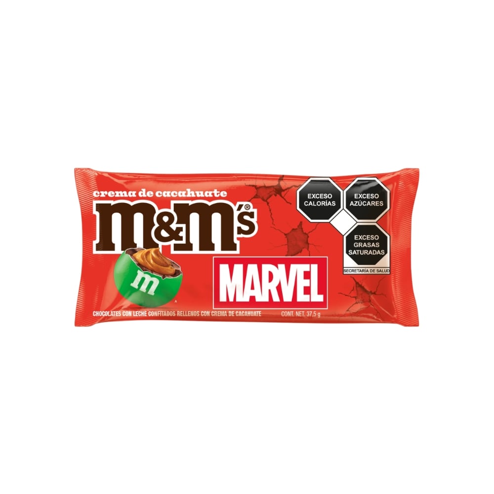 Chocolates con leche confitados rellenos con crema de cacahuate M&M's Marvel (37.5 g / 1.32 oz) - Imagen 1