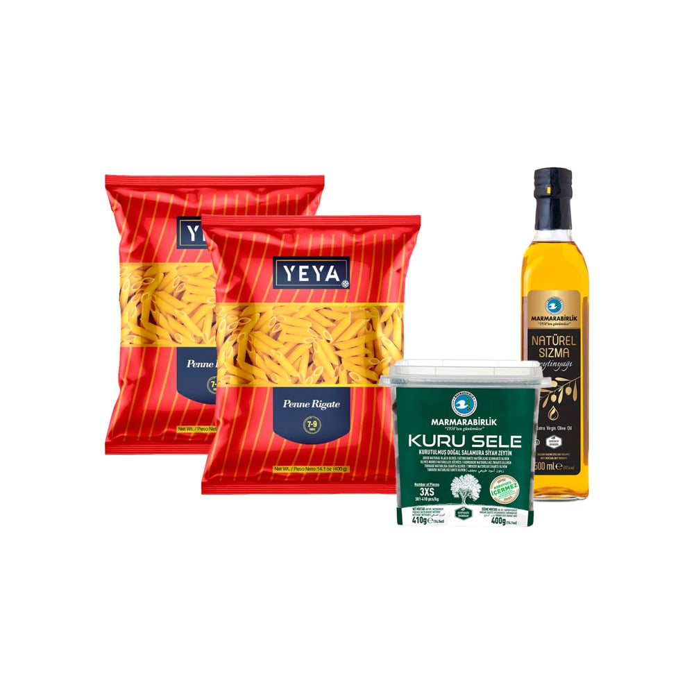 Pasta penne + Aceite de oliva extra virgen + Aceitunas negras - Imagen 1
