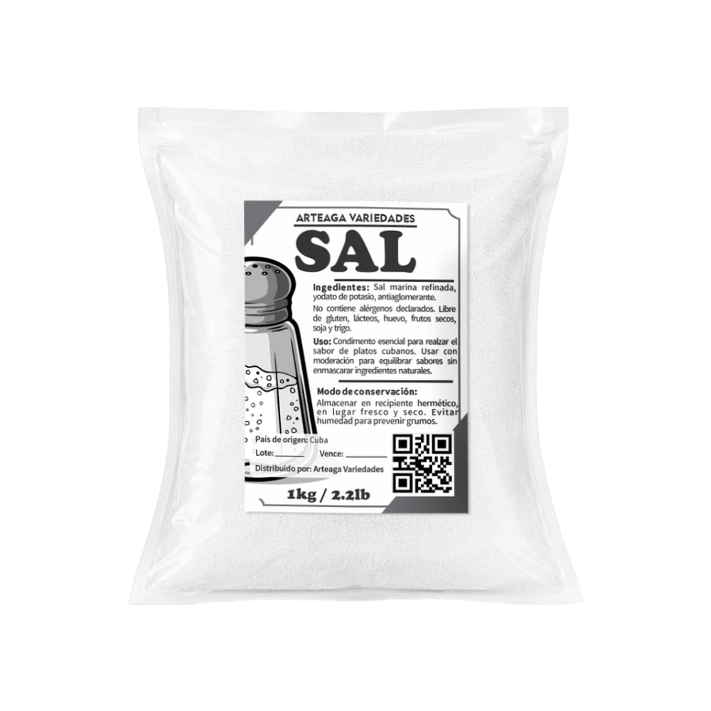 Sal marina refinada Arteaga Variedades (1 kg / 2.2 lb) - Imagen 1