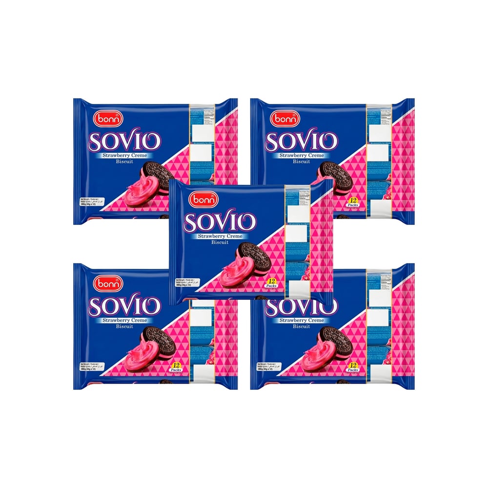 Galletas Sovio con crema de fresa Bonn (5 x 360 g / 12.7 oz) - Imagen 1