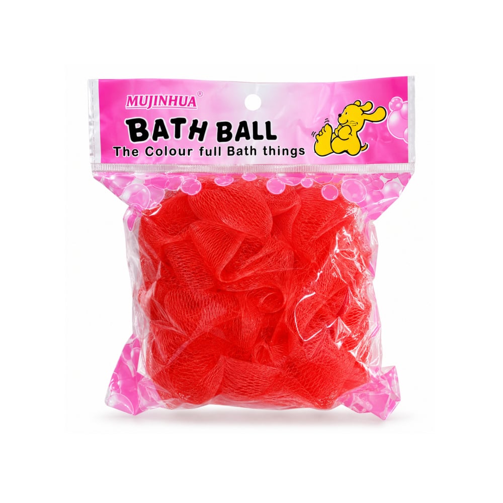 Esponja de baño tipo malla roja Mujinhua - Imagen 1