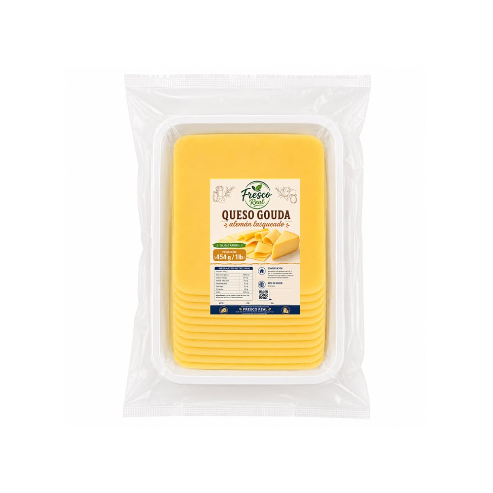 Queso gouda alemán lasqueado Fresco Real (454 g / 1 lb) - Imagen 1