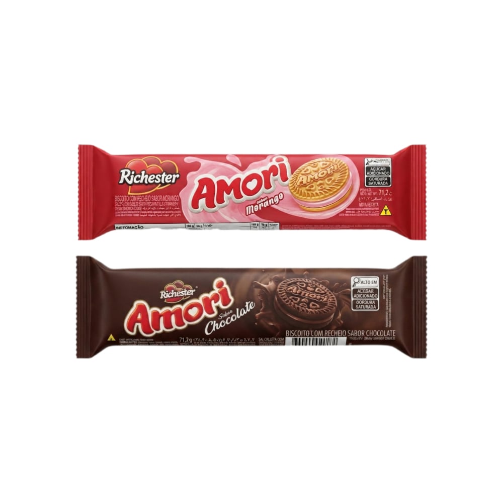 Galletas de chocolate rellenas de crema de chocolate y galletas de vainilla rellenas de crema de fresa Amori Richester - Imagen 1