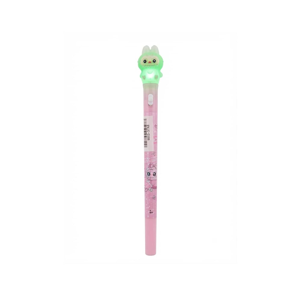 Bolígrafo de gel rosado con luz LED diseño de Labubu Gutza - Imagen 1