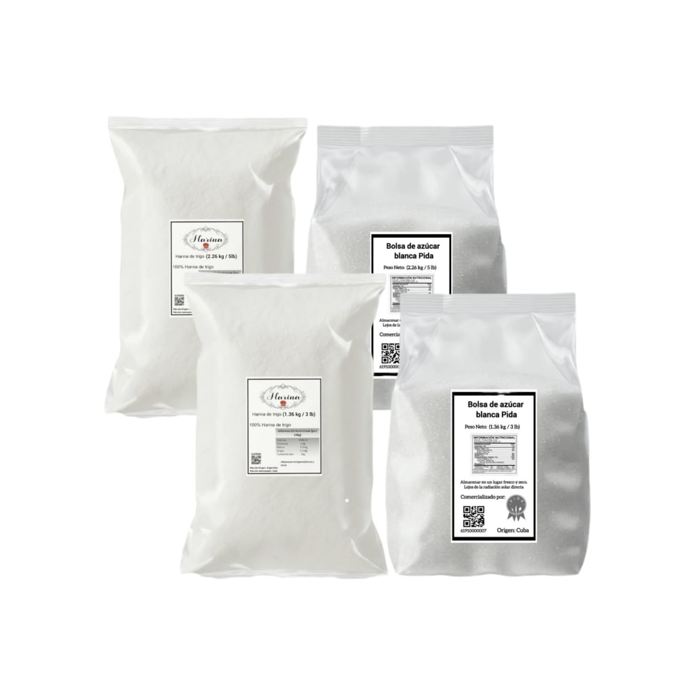2 Harina de trigo Pida (3 lb + 5 lb) + 2 Azúcar blanca Pida (3 lb + 5 lb) - Imagen 1