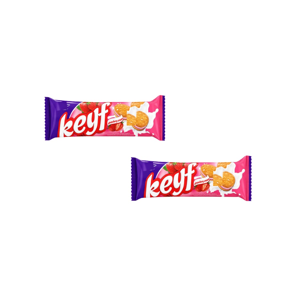 Galleta sándwich con crema de fresa Keyf Golda (2 X 50 g / 1.76 oz) - Imagen 1