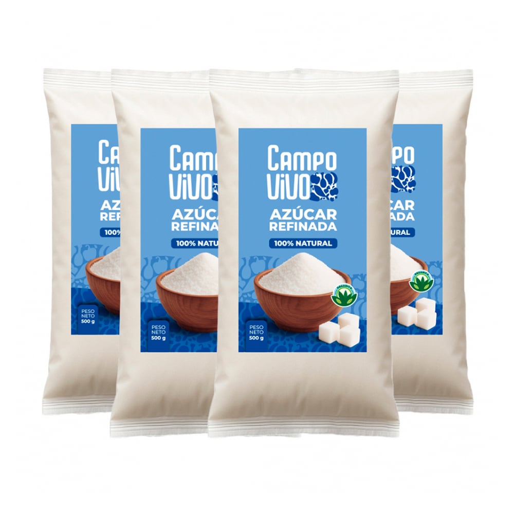 Azúcar blanca refinada Campo Vivo (4 x 500 g / 1.1 lb) - Imagen 1