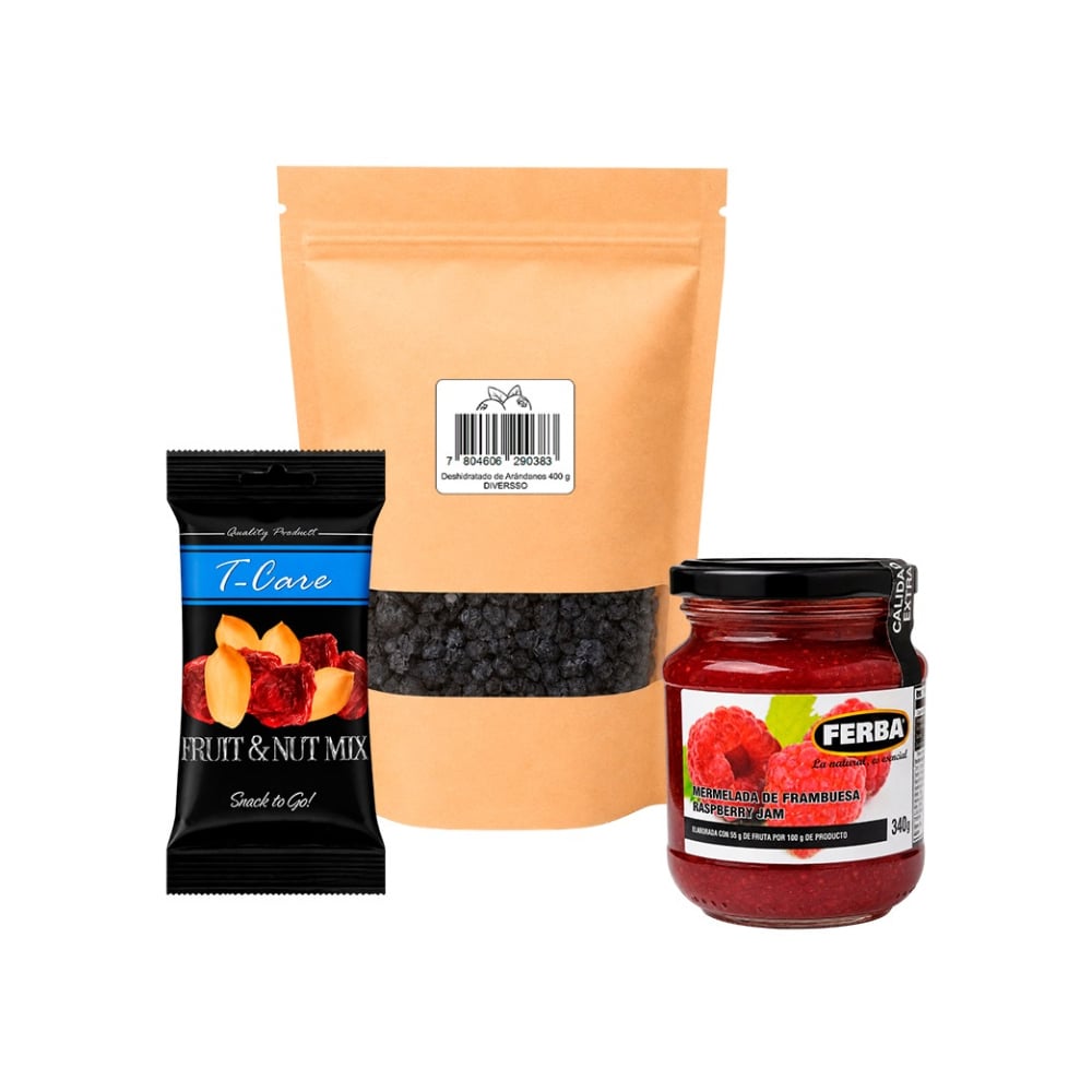 Combo: Arándanos deshidratado + Mermelada frambuesa + Coctel de frutas y frutos secos - Imagen 1