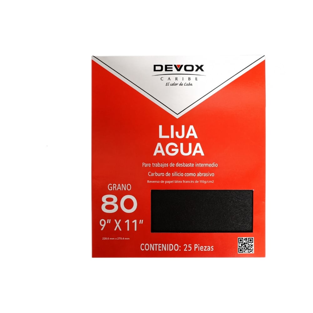Lijas de agua 9'' x 11'' grano 80 Devox Caribe (25 U) - Imagen 1
