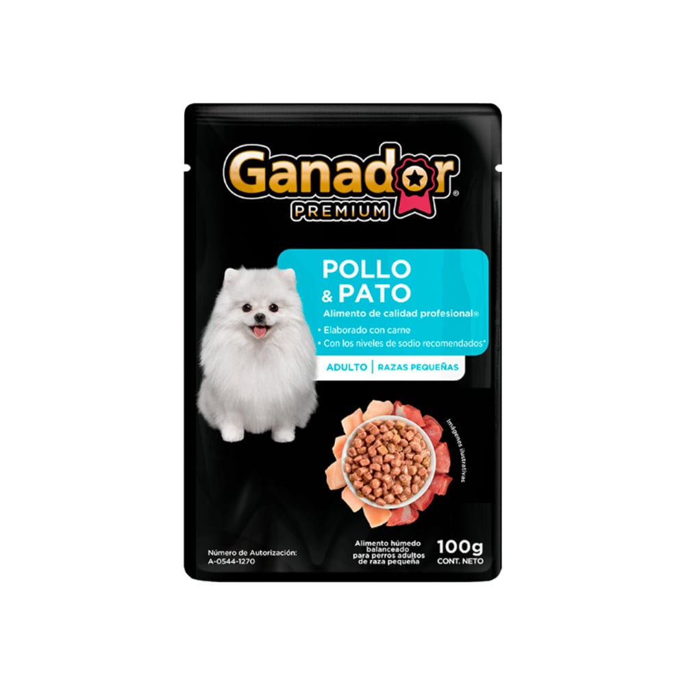 Alimento húmedo para perros adultos de raza pequeña pollo y pato Ganador premium (100 g / 3.5 oz) - Imagen 1