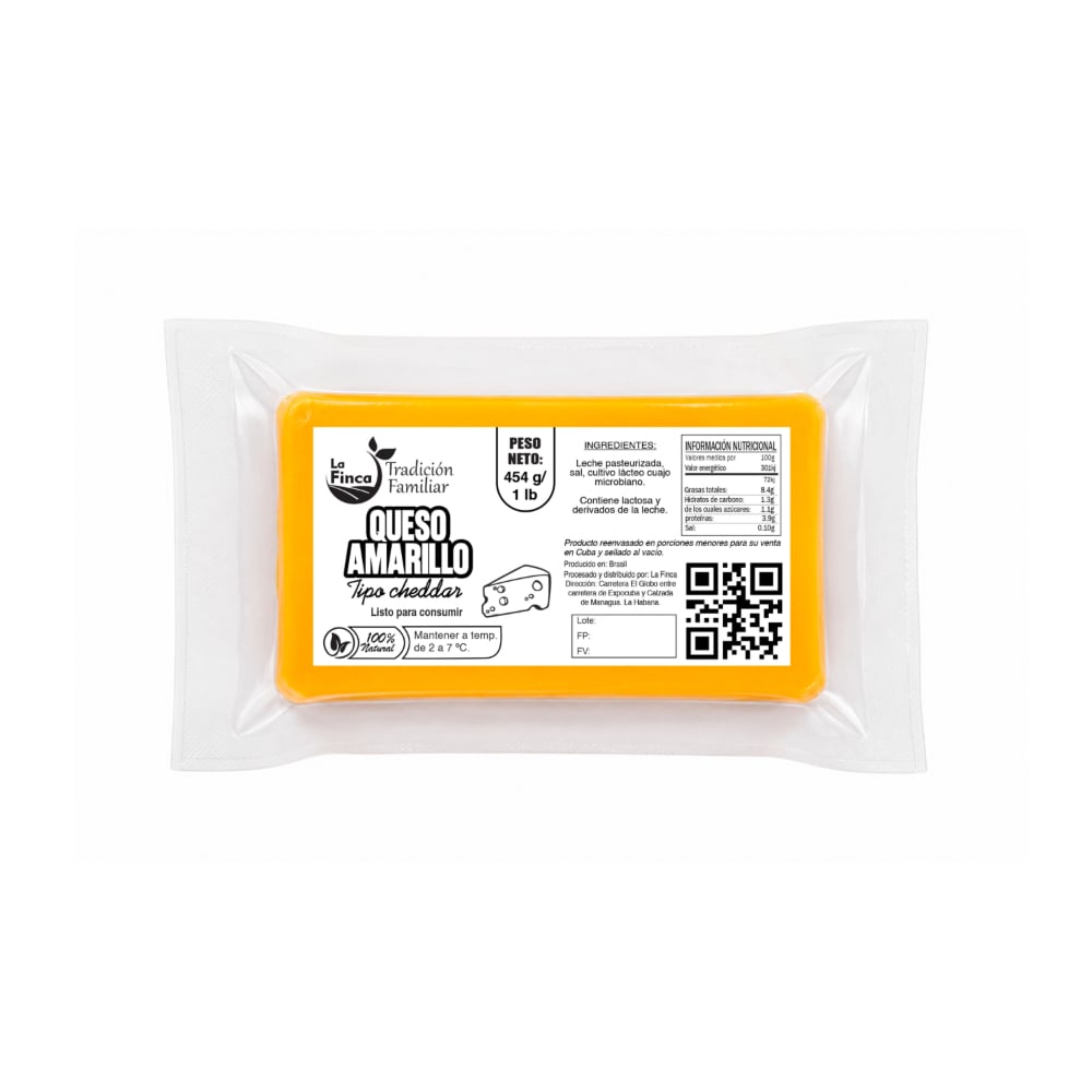 Queso amarillo tipo cheddar La Finca (454 g / 1 lb) - Imagen 1