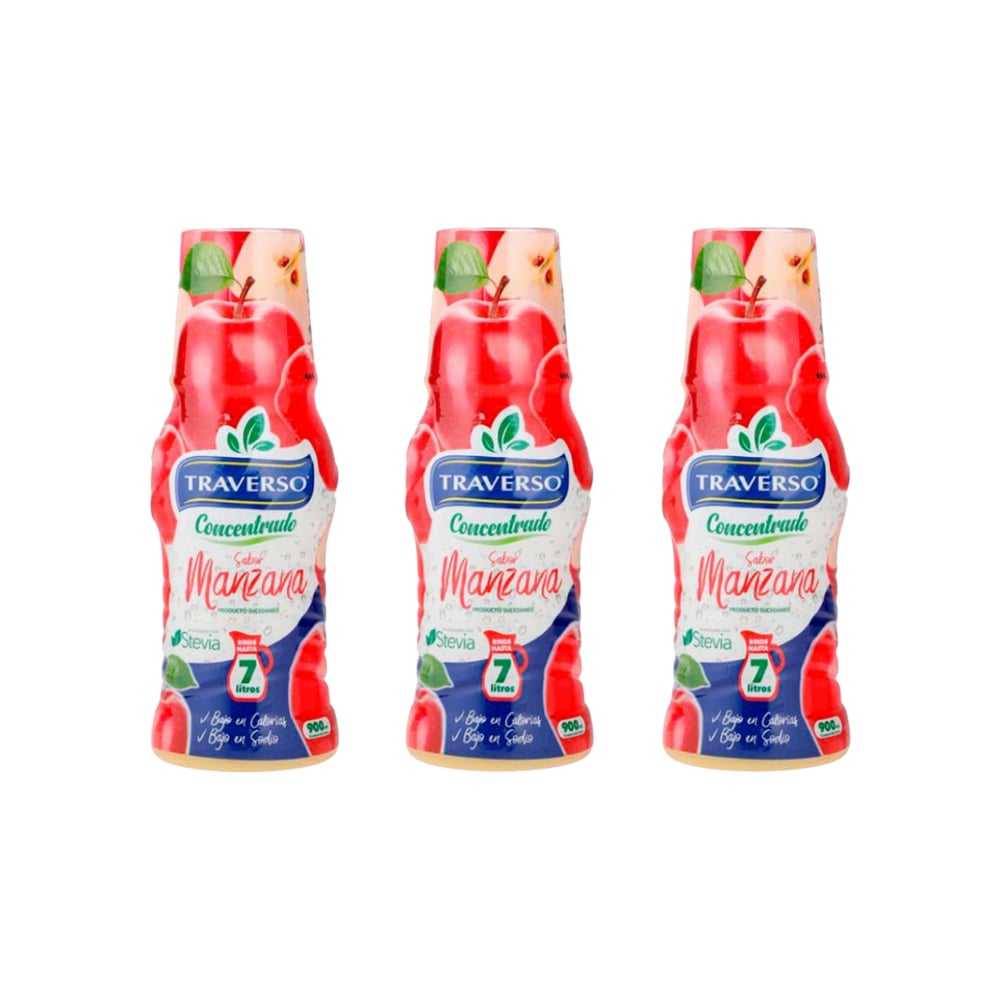 Jugo concentrado sabor manzana Traverso (3 x 900 ml) - Imagen 1