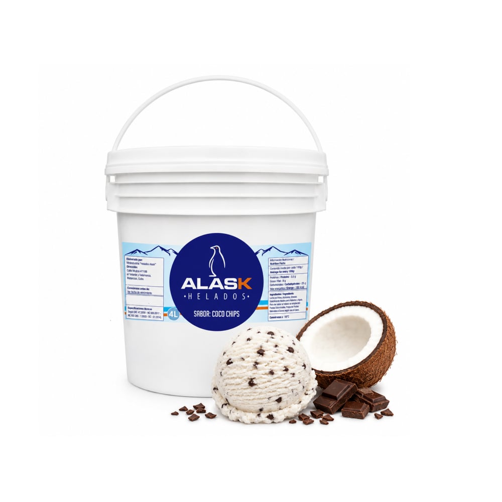 Helado de coco chips Alask (4 L) - Imagen 1