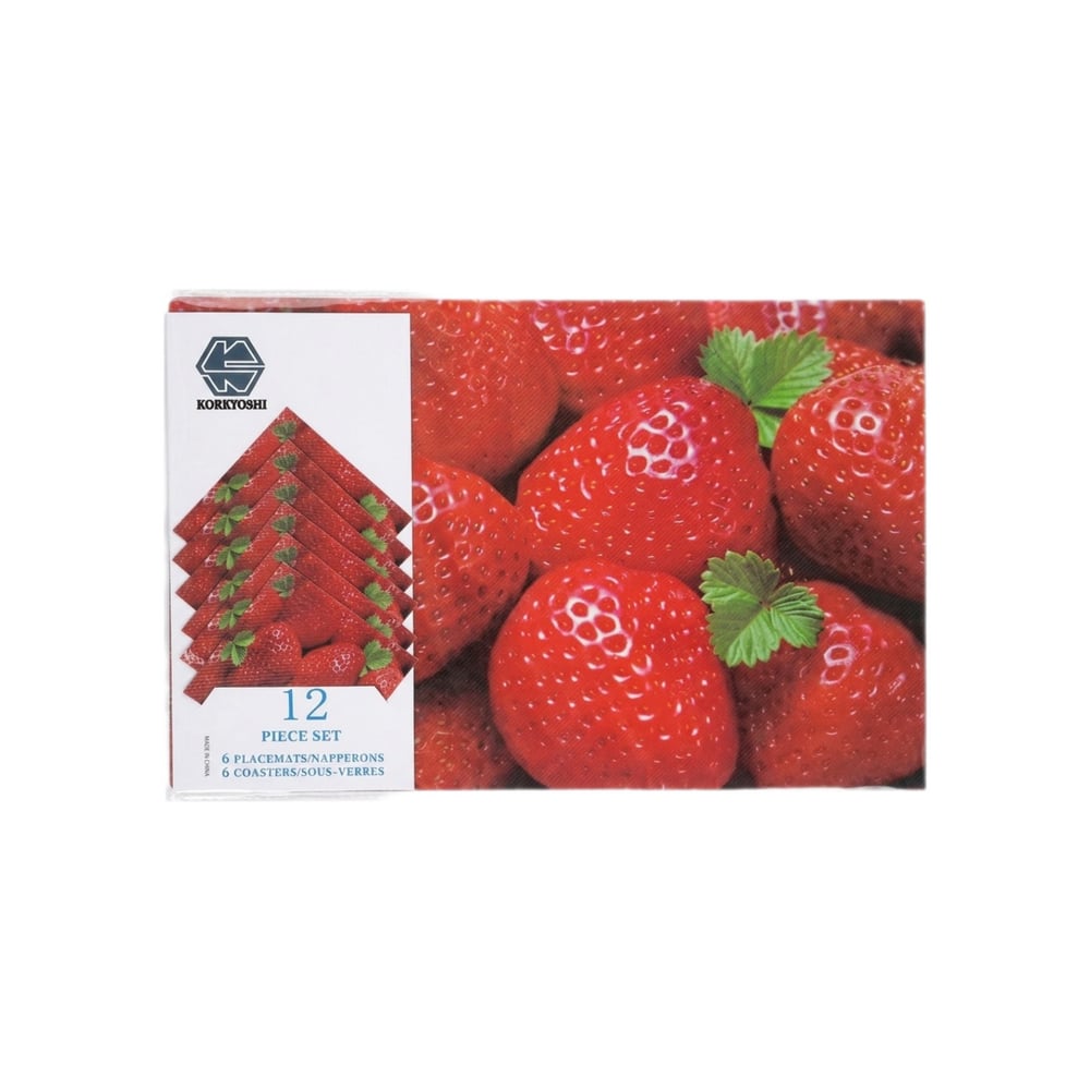 Juego de manteles individuales para mesa con diseño de fresas Koreyoshi (12 U) - Imagen 1