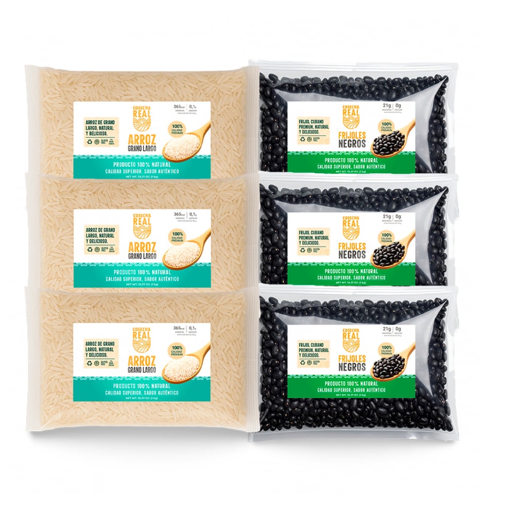 Combo de granos y legumbres Cosecha Real #3: Arroz de grano largo + Frijoles negros - Imagen 1