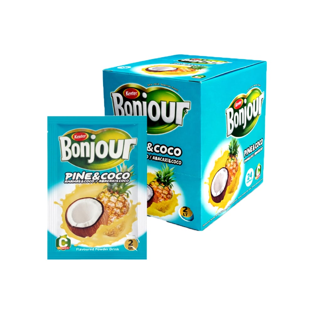 Refresco instantáneo sabor piña y coco Bonjour Kenter (24 x 10 g) - Imagen 1