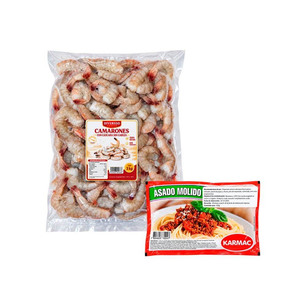 Combo: Asado molido de res + Camarones con cáscara sin cabeza - Imagen 1