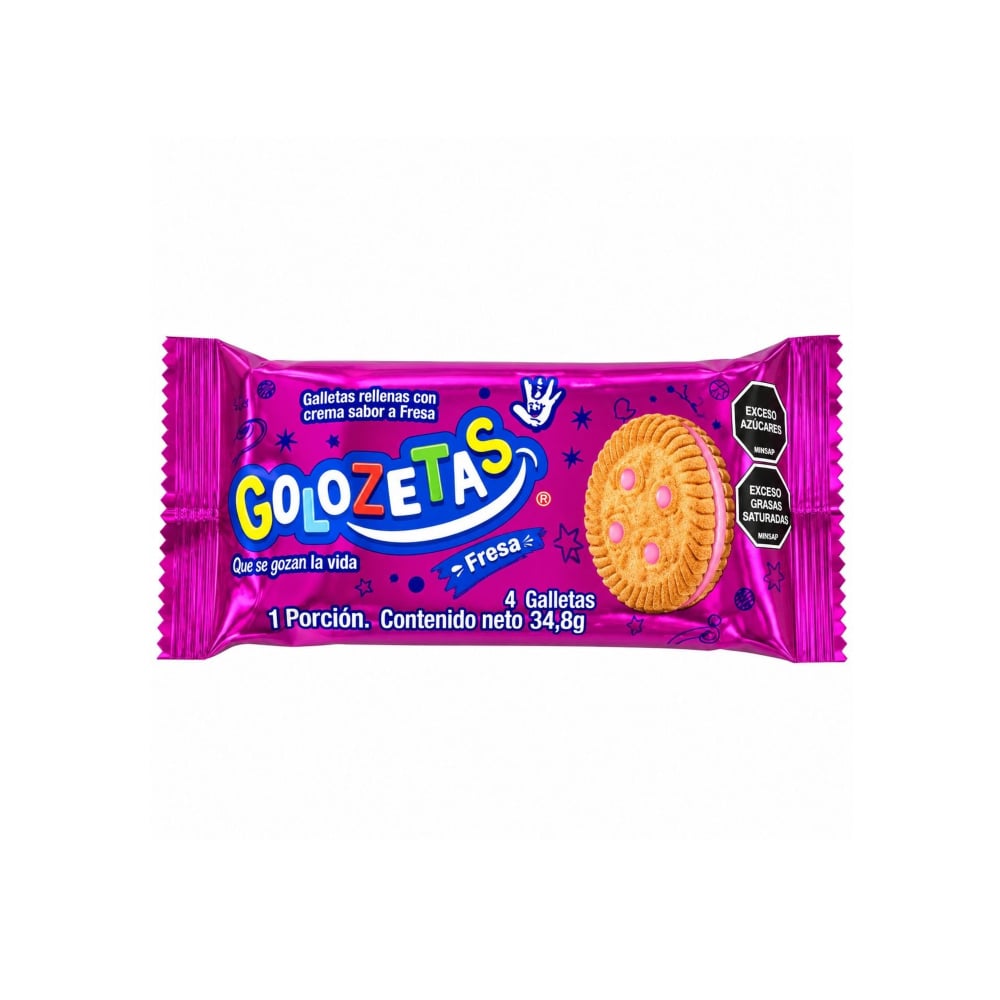 Galletas rellenas con crema sabor a fresa Golozetas (34.8 g / 1.22 oz) - Imagen 1