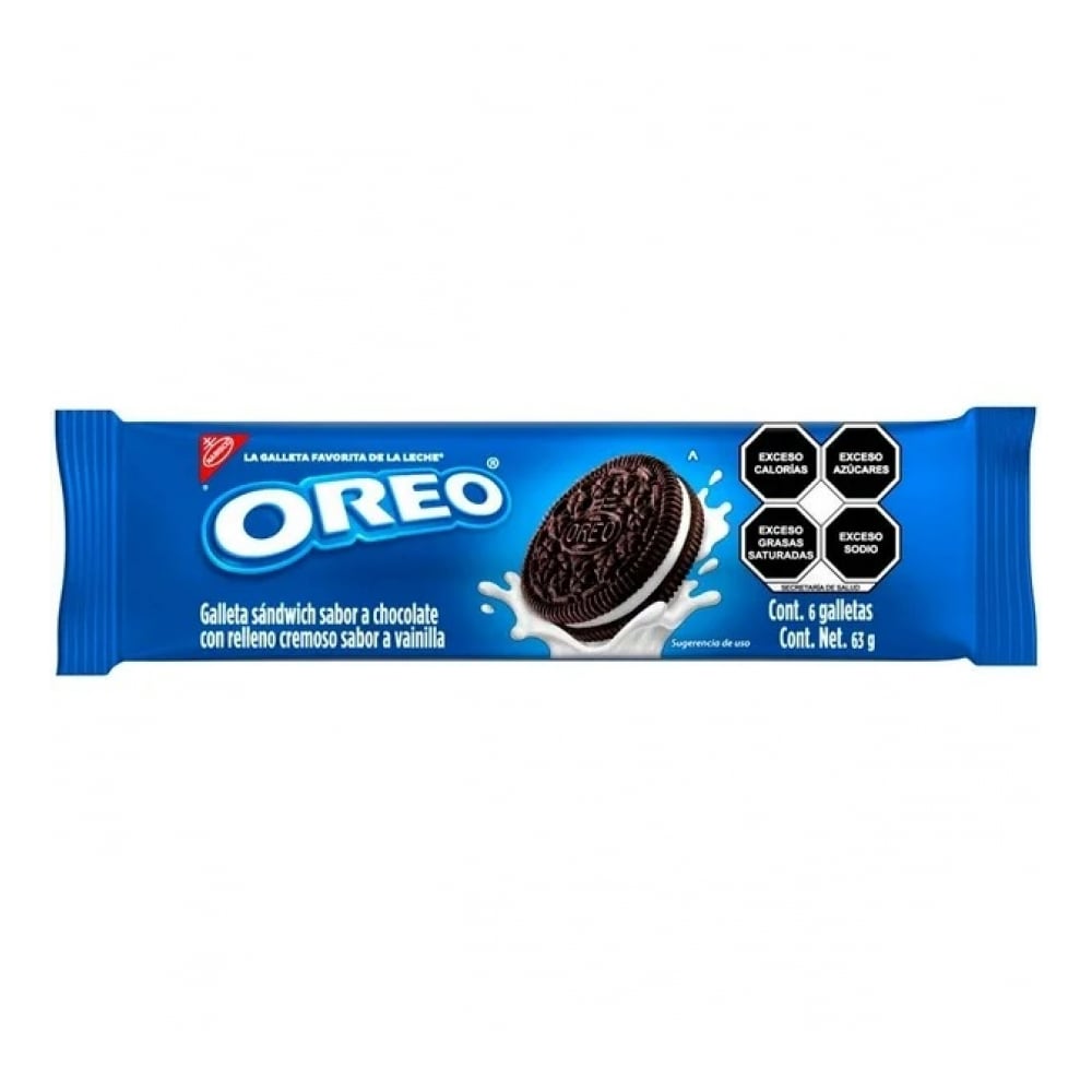 Galleta sándwich sabor a chocolate con relleno cremoso sabor a vainilla Oreo (63 g / 2.22 oz) - Imagen 1
