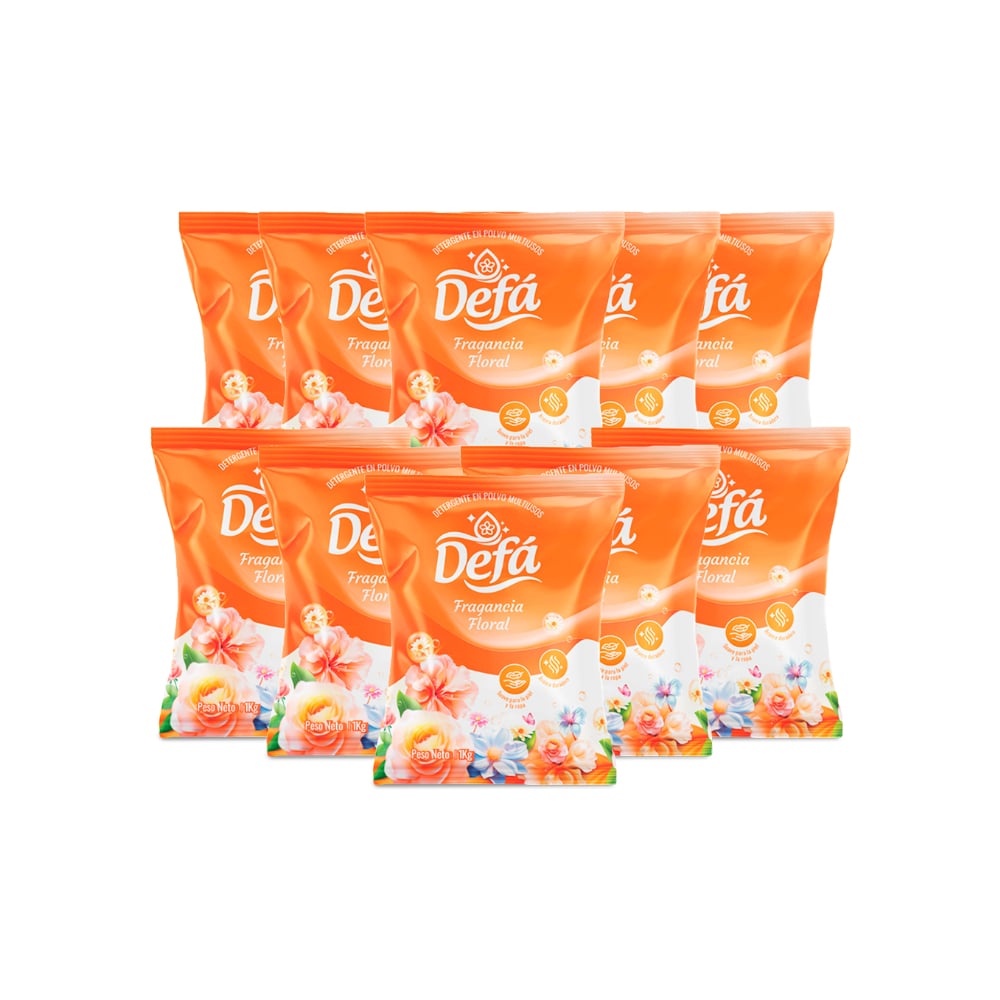 Detergente en polvo multiusos fragancia floral Defá (10 x 1 kg / 2.2 lb) - Imagen 1