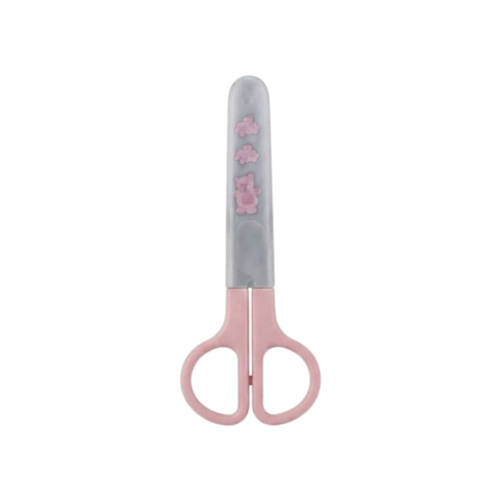 Tijera escolar infantil de color rosada con protector de seguridad Tiara - Imagen 1